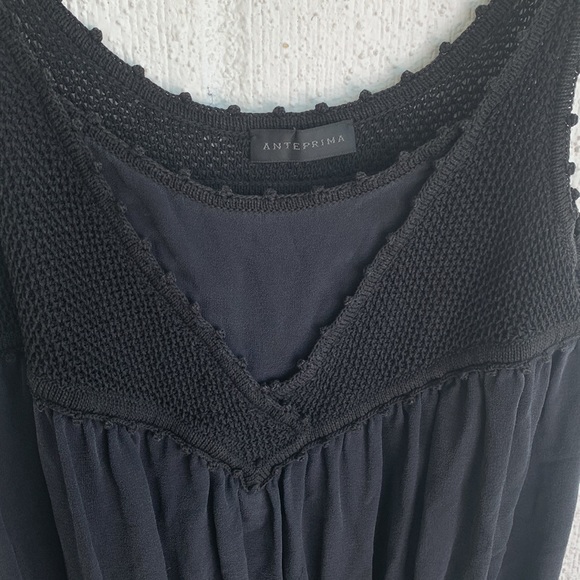 Anteprima Black Crochet Modal Ruffle Mini Dress sz 38 4/6 - Picture 4 of 9